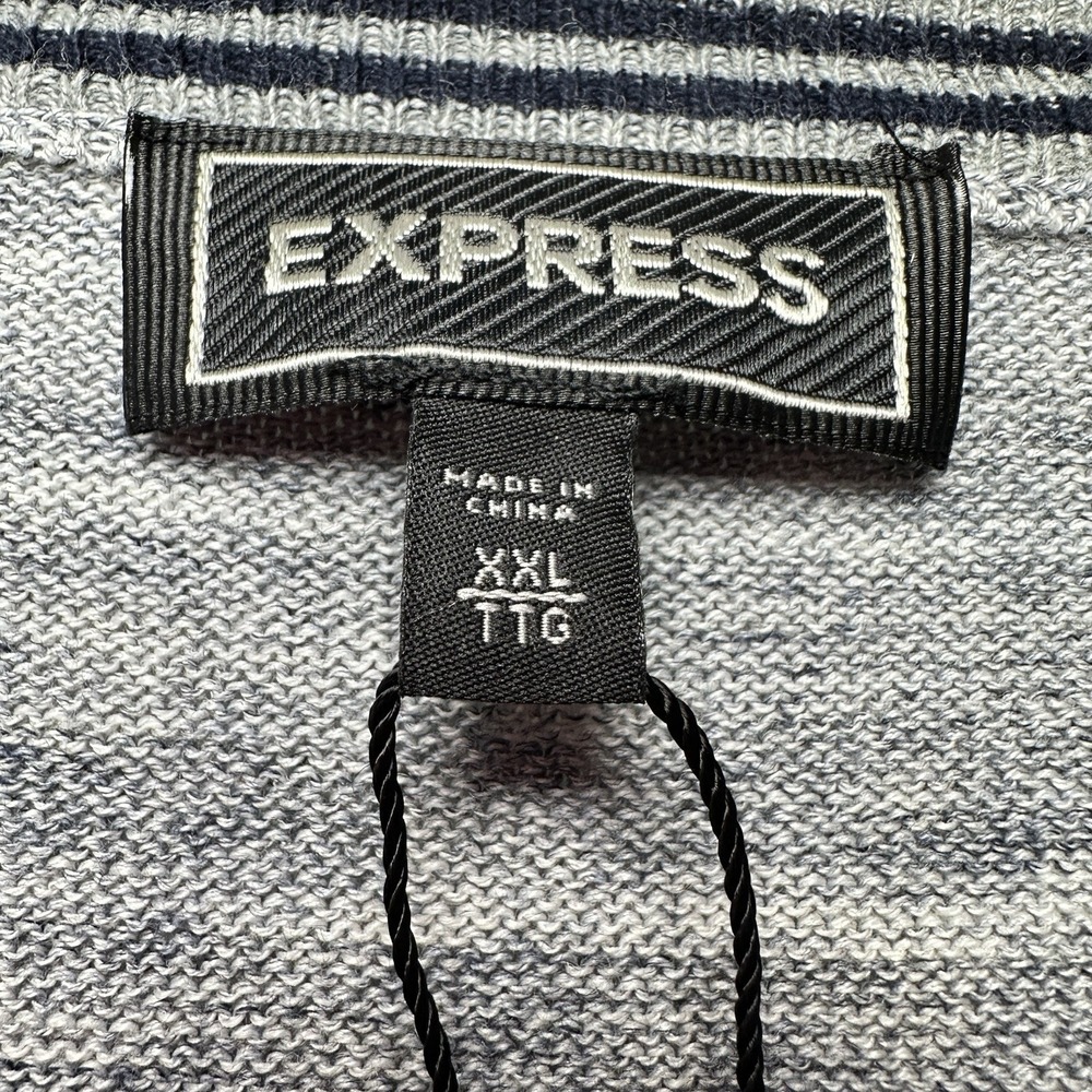 Express V-Neck Sweater Men's XXL Gray Marled Knit Minimal Preppy Workwear Modern - Picture 3 of 12
